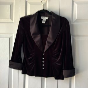 Black velvet jacket. Satin collar & cuffs. Size 12. *Bundle with matching skirt
